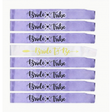 Sash Set - Bride White and Bride Tribe Purple 8pc